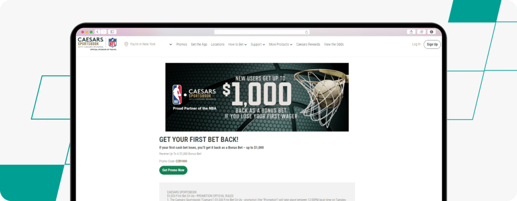 caesars sportsbook welcome offer screenshot