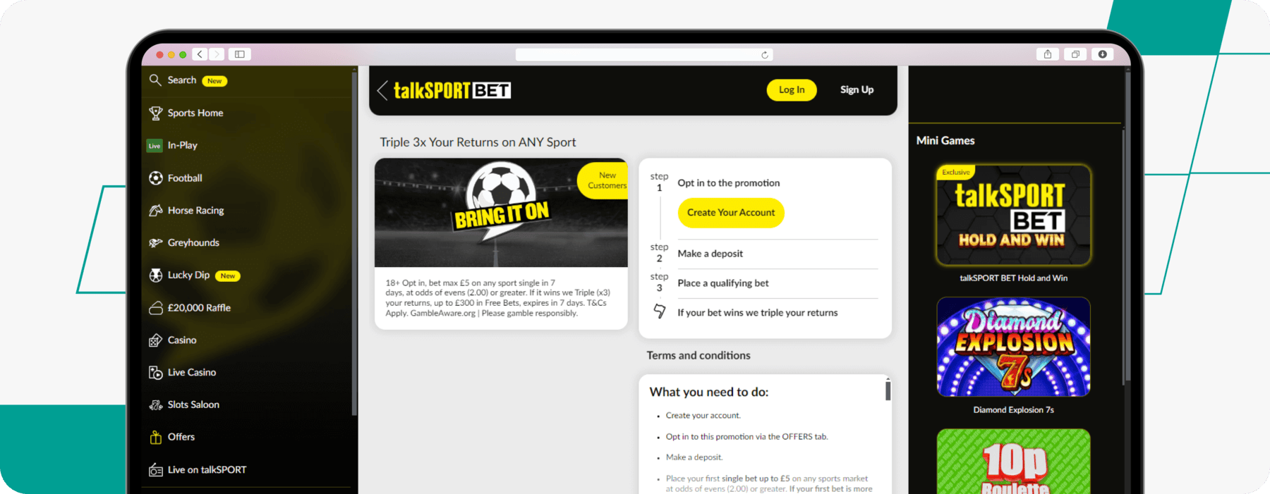 Screenshot of TalkSPORT BET Welcome Offer Promotional Page desktop